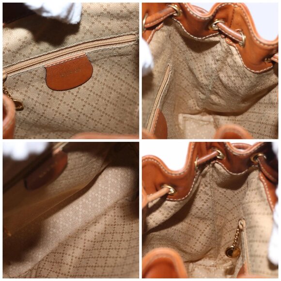 GUCCI Bamboo Backpack Leather Brown Gold Auth 154653 main image 6